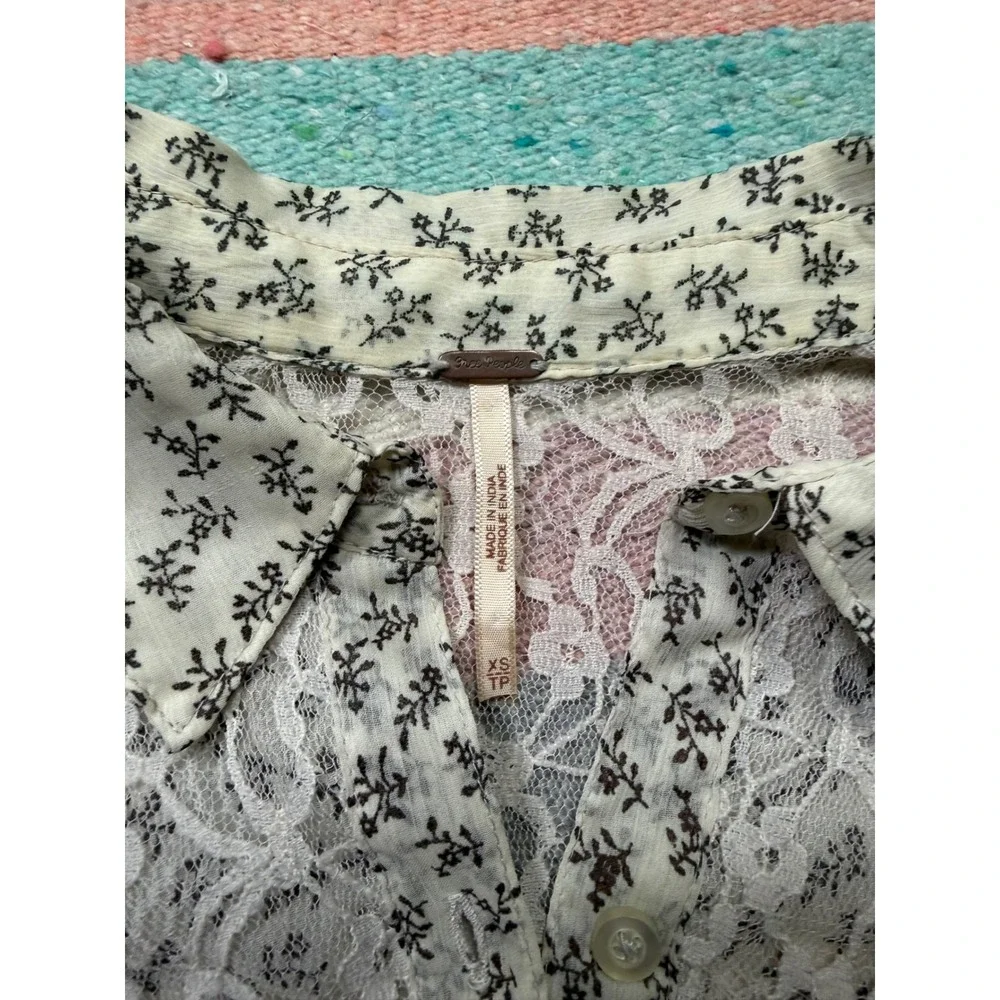 Free People Semi-Sheer Lace Panel Top –‎ XS